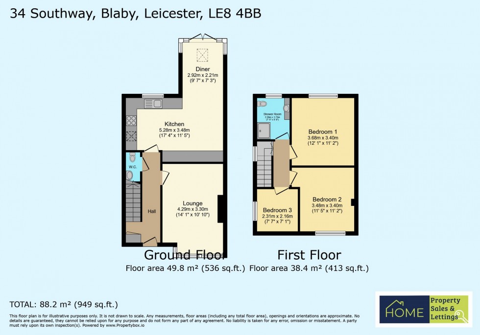 Floorplan for Southway, Blaby, Leicester, Leicestershire