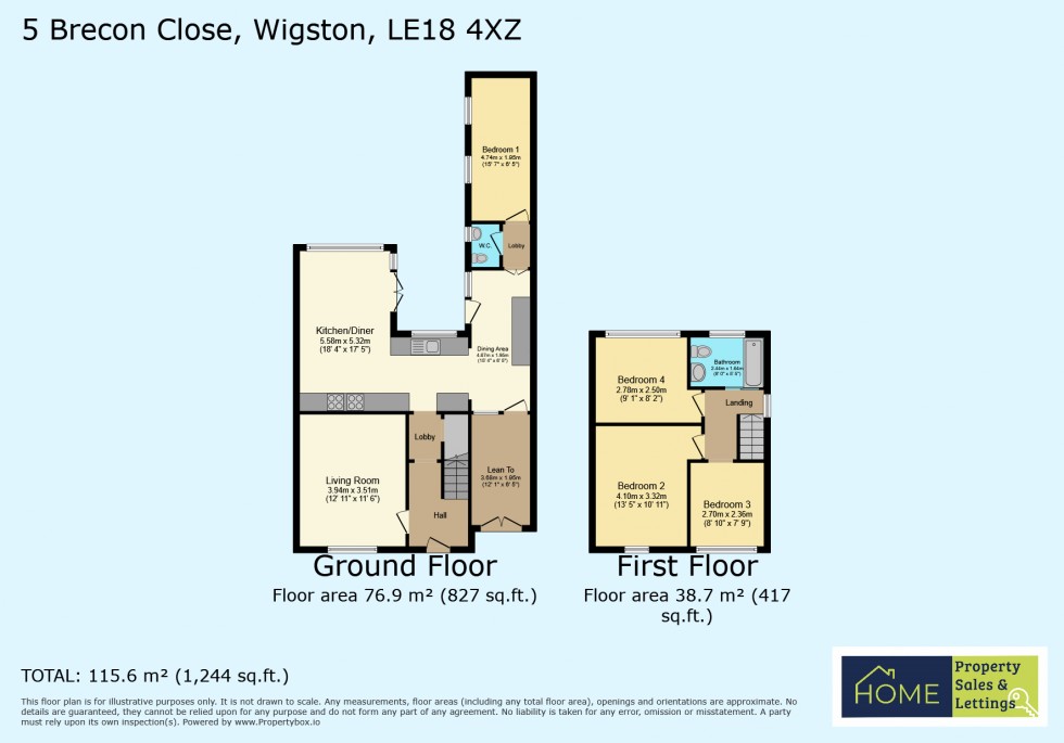 Floorplan for Brecon Close, Wigston, Leicestershire