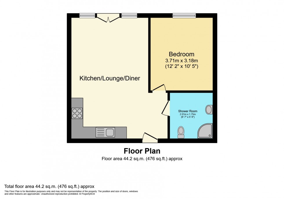 Floorplan for Apt 46 Mitchian Grand Union Building, 55 Northgate Street, Leicester, Leicestershire