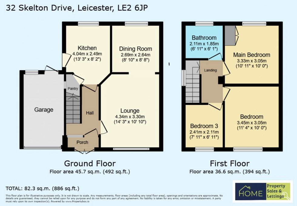 Floorplan for 32 Skelton Drive, Leicester, LE2 6JP