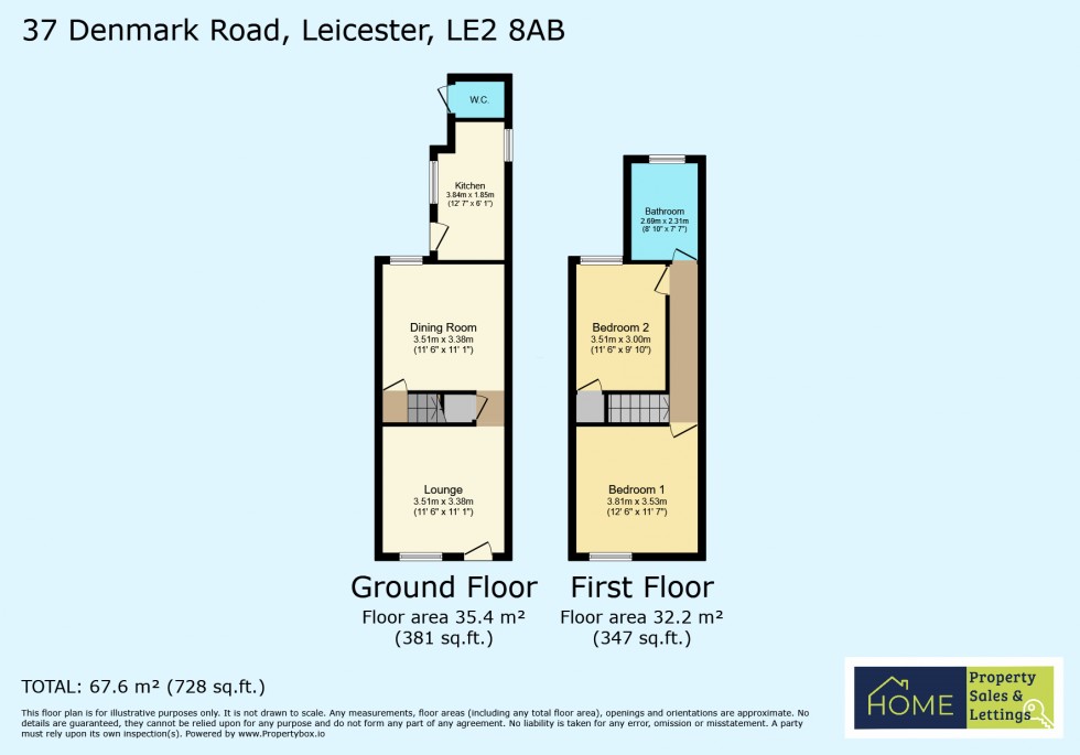 Floorplan for 37 Denmark Road, Aylestone