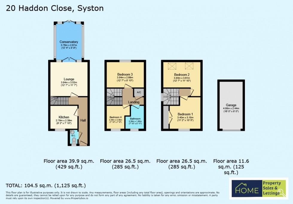 Floorplan for Haddon Close, Syston, Leicester, Leicestershire