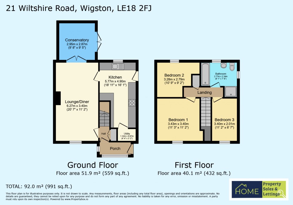 Floorplan for Wiltshire Road, Wigston, Leicestershire