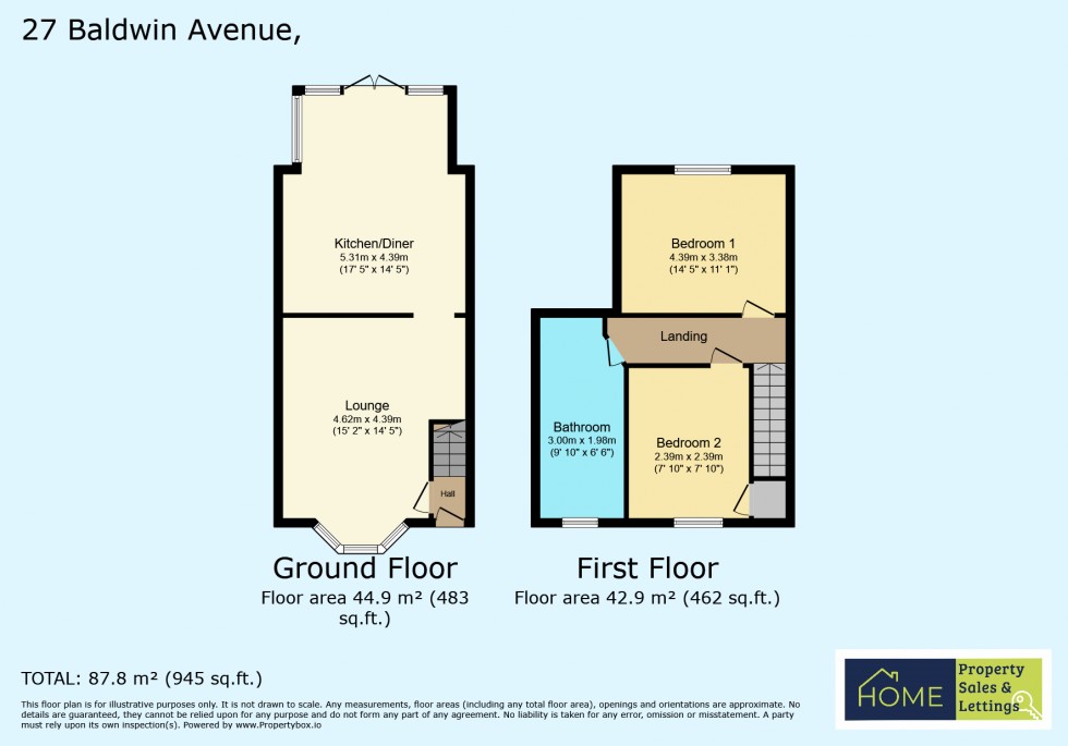 Floorplan for Baldwin Avenue, Wigston, Leicestershire