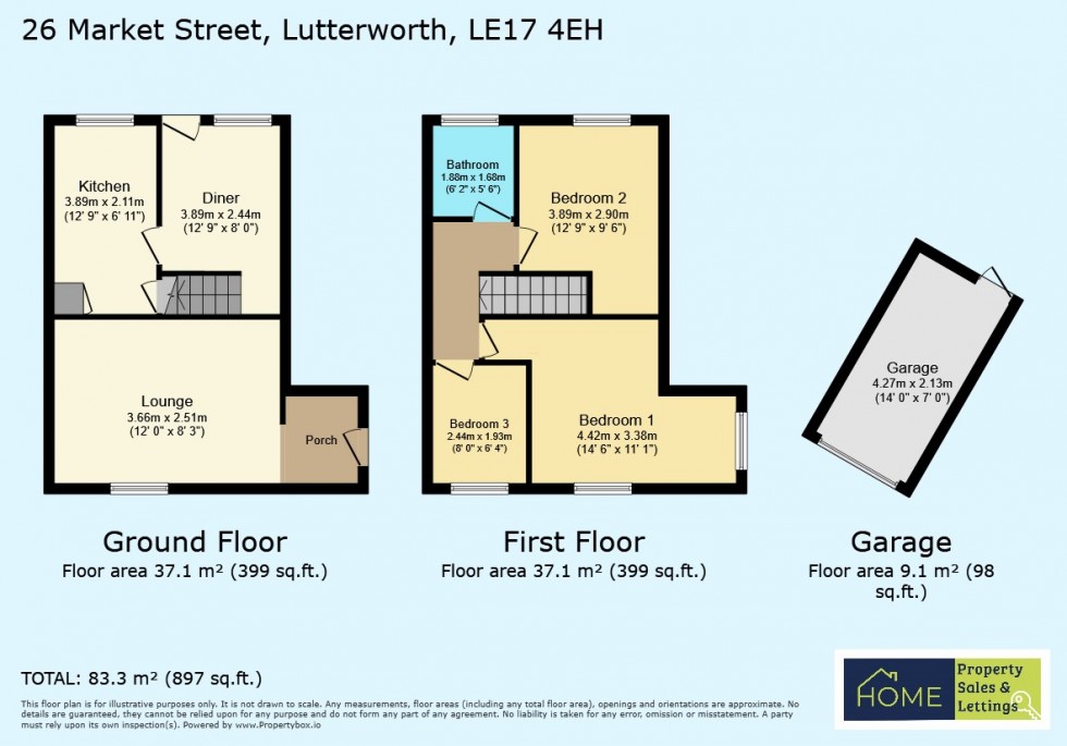 Floorplan for Market Street, Lutterworth, Leicestershire