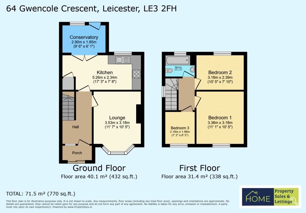 Floorplan for Gwencole Crescent, Braunstone, Leicester