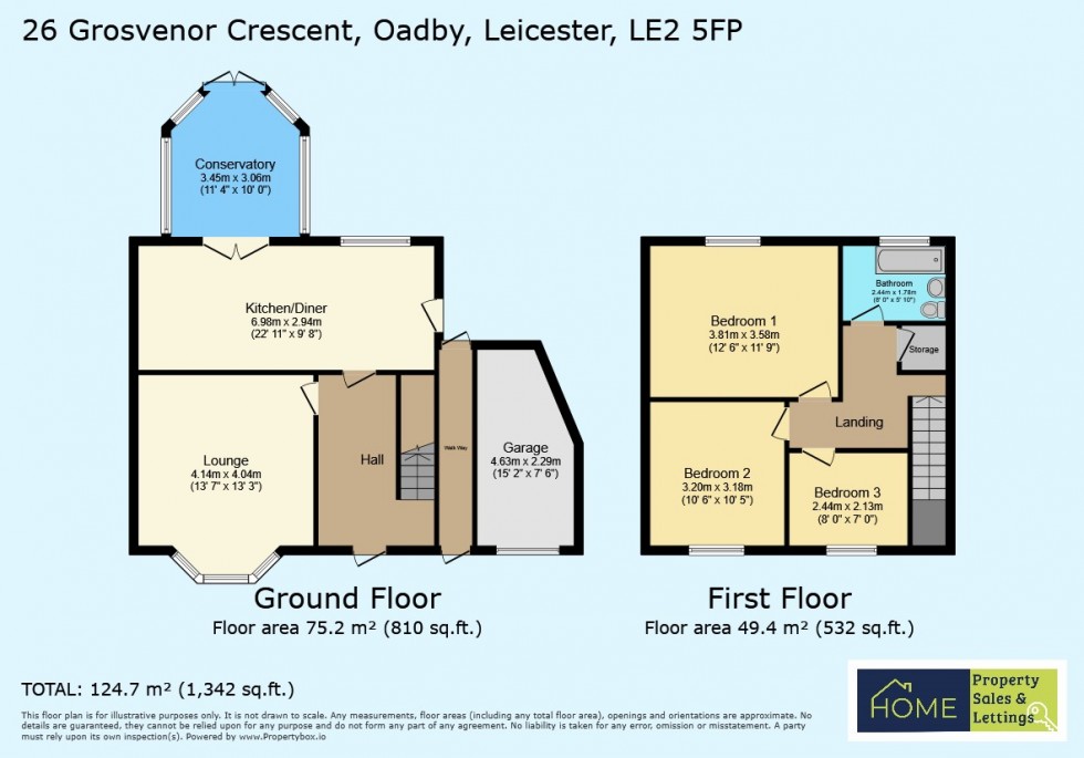 Floorplan for Grosvenor Crescent, Oadby, Leicester, Leicestershire