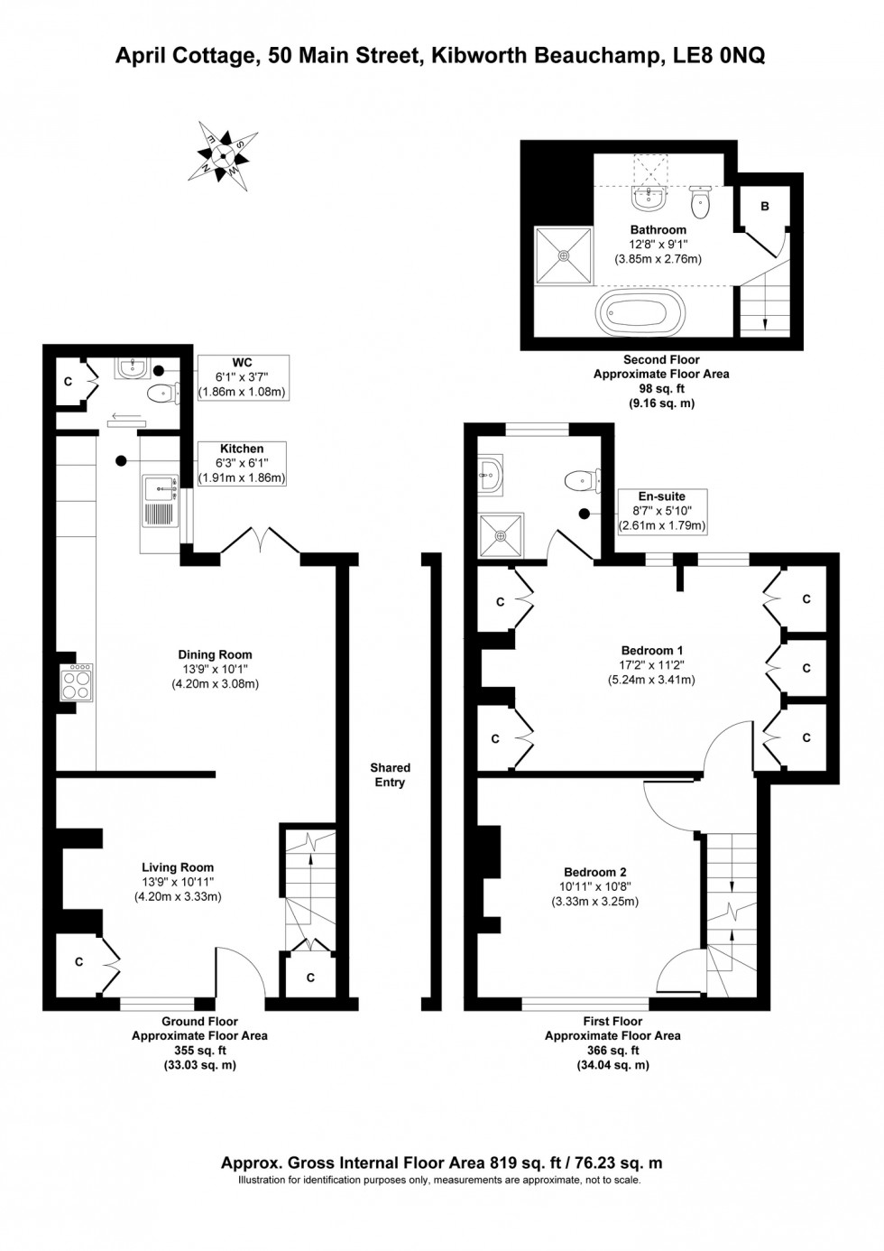 Floorplan for April Cottage. Main Street, Kibworth Harcourt, Leicester, Leicestershire