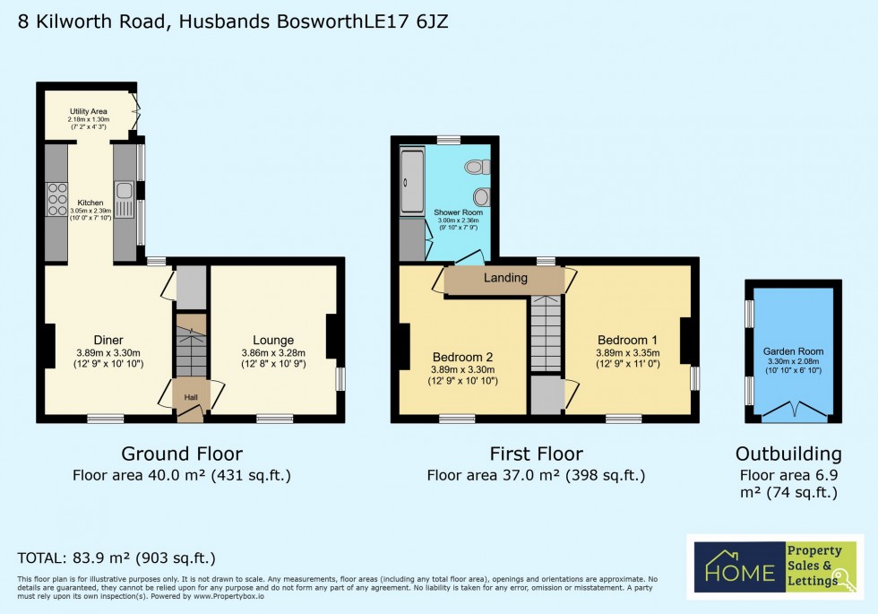 Floorplan for Pear Tree Cottage, Kilworth Road, Husbands Bosworth, Lutterworth, Leicestershire