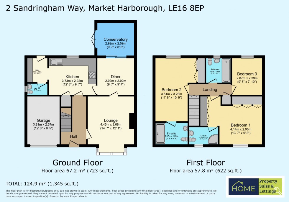 Floorplan for Sandringham Way, Market Harborough, Leicestershire