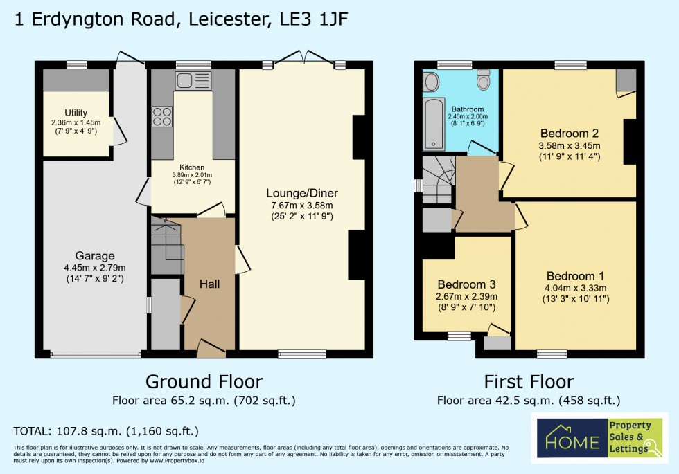 Floorplan for Erdyngton Road, Braunstone, Leicestershire