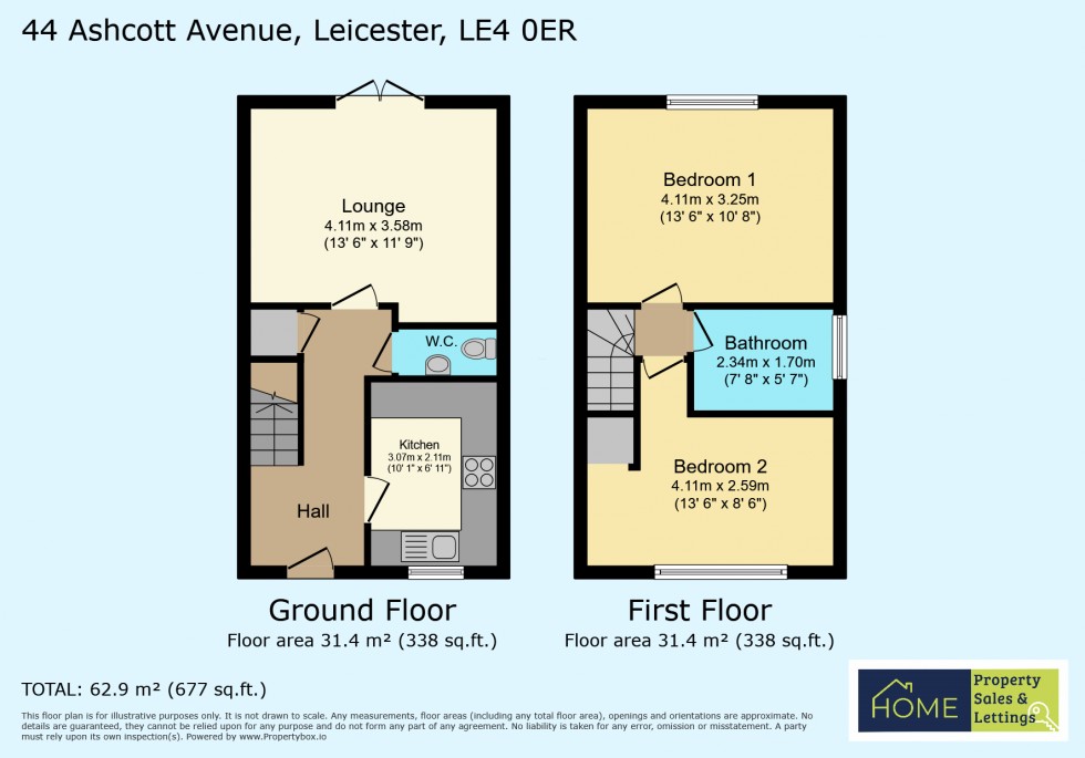 Floorplan for Ashcott Avenue, Leicester, Leicestershire