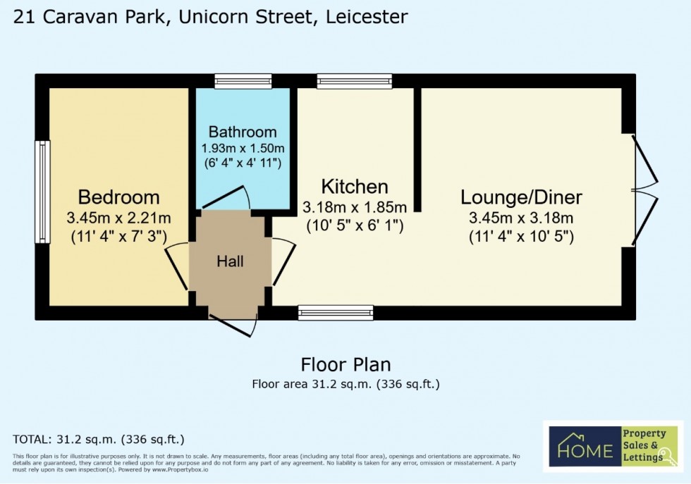 Floorplan for Caravan Park, Unicorn Street, Thurmaston, Leicester, Leicestershire