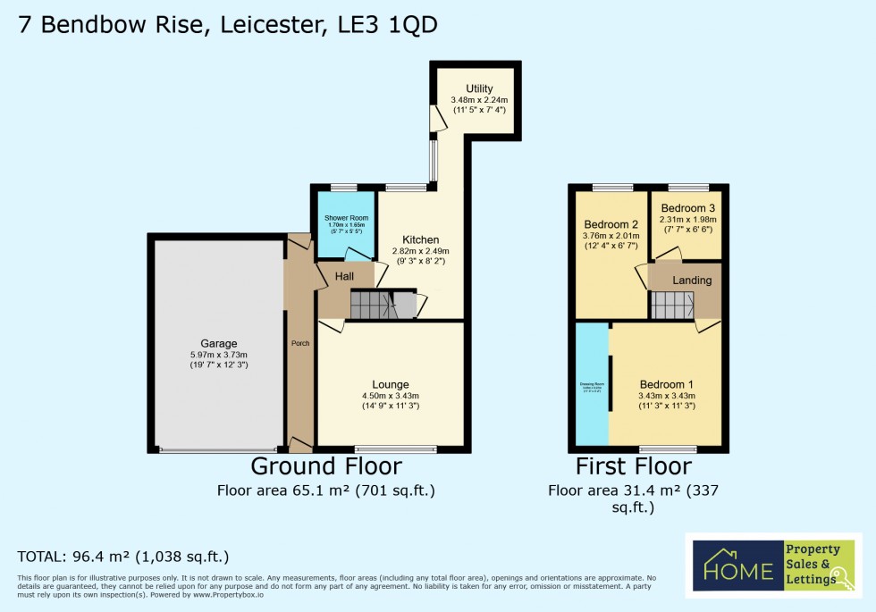 Floorplan for Bendbow Rise, Leicester, Leicestershire